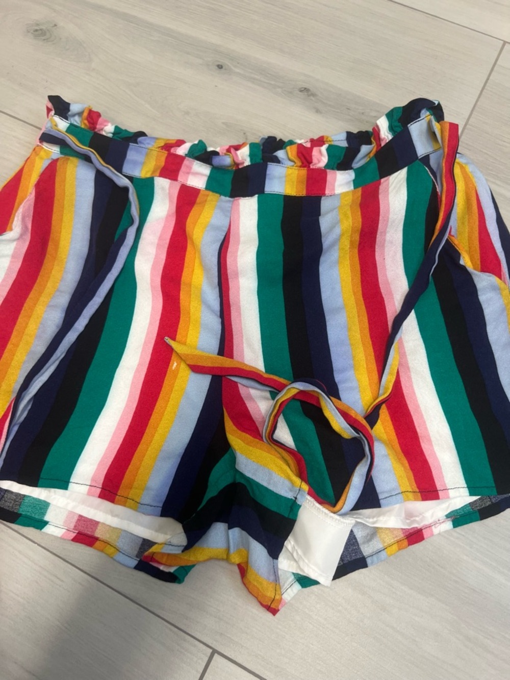 Jack by BB Dakota Striped Rainbow Women's Shorts Sz M Self-Tie Belt Summer Beach